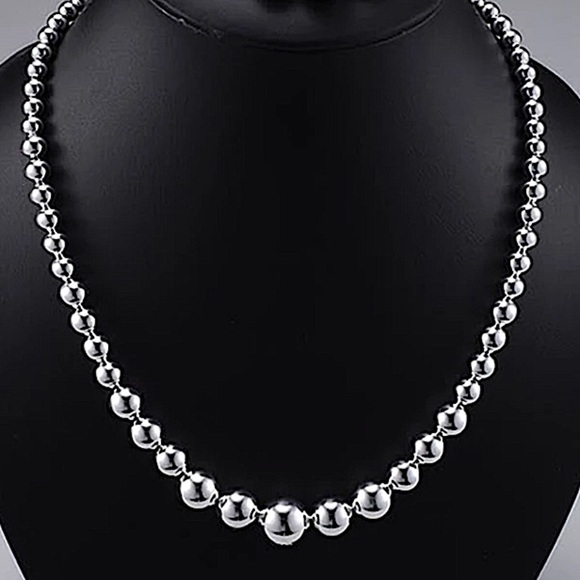 Beaded Ball Sterling Silver Necklace - Picture 2 of 8